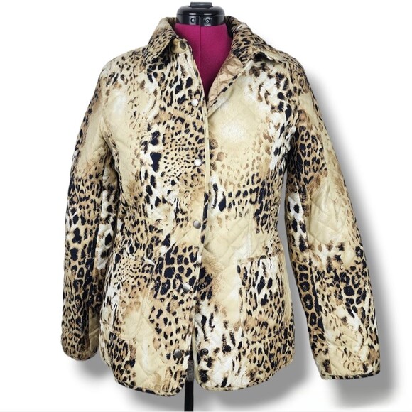 Dana Buchman Quilted Jacket Animal Print Leopard Lightweight Blazer Size M - Picture 16 of 16